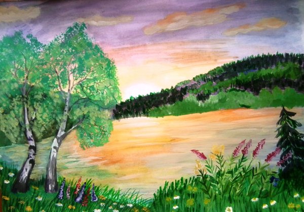 Летний вечер иллюстрация