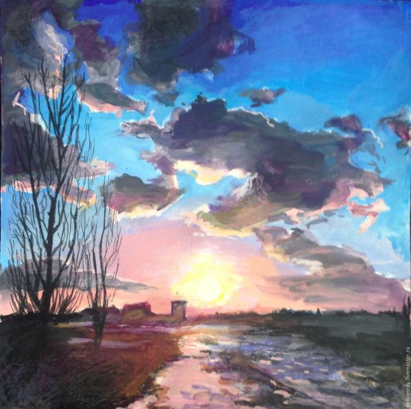 Пейзаж акварелью