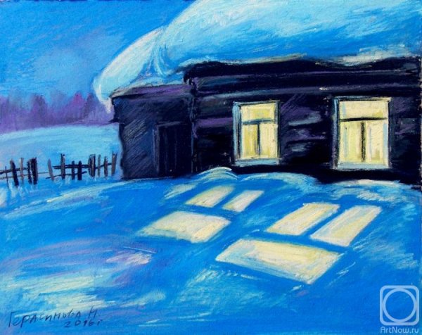 Зимний вечер рисование