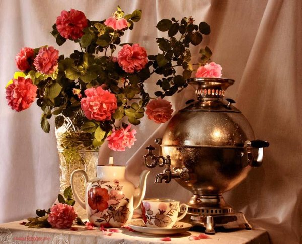 Вечер чай цветы