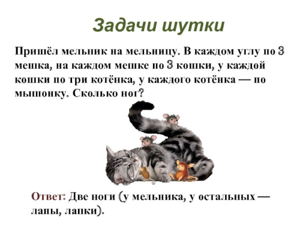Задачи с подвохом с ответами