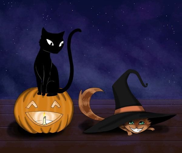 Кошка Хэллоуин арт
