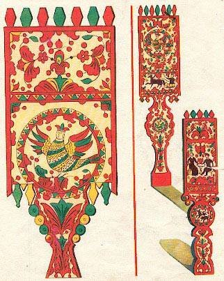 Пермогорская роспись прялки