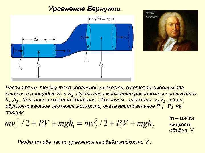 Потока реальной жидкости. Уравнение Бернулли гидродинамика. Уравнение Бернулли для потока идеальной жидкости. Формула Бернулли гидродинамика. Закон Бернулли для жидкости формула.