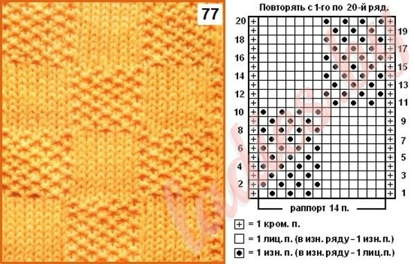 Узор шахматка крючком схема