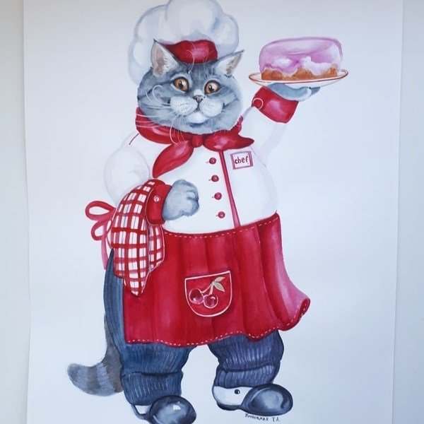 Кошка в поварском колпаке