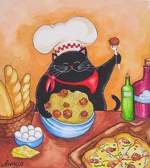 Смешной кот повар
