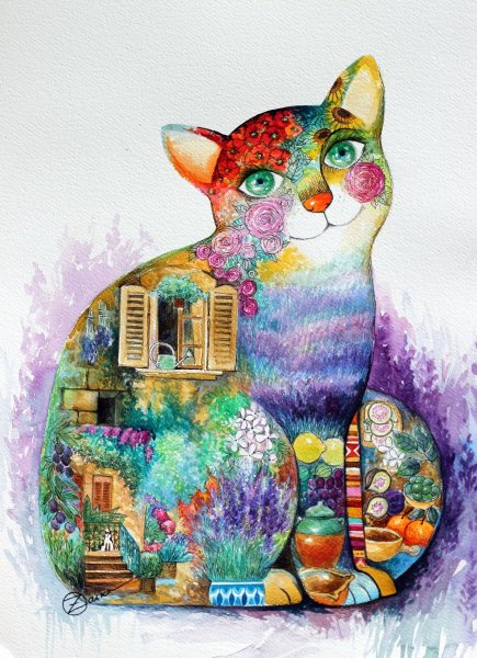 Живопись Оксана Заика декоративный кот