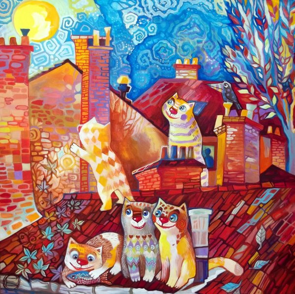 Пазл "Оксана Заика. Коты-домики"