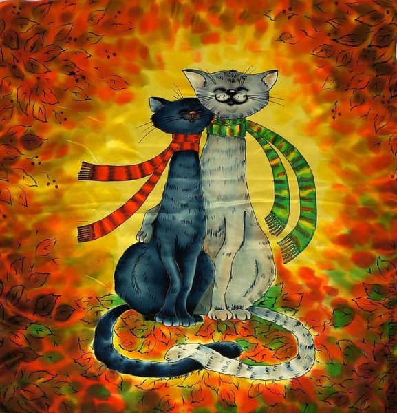 Батик с котами