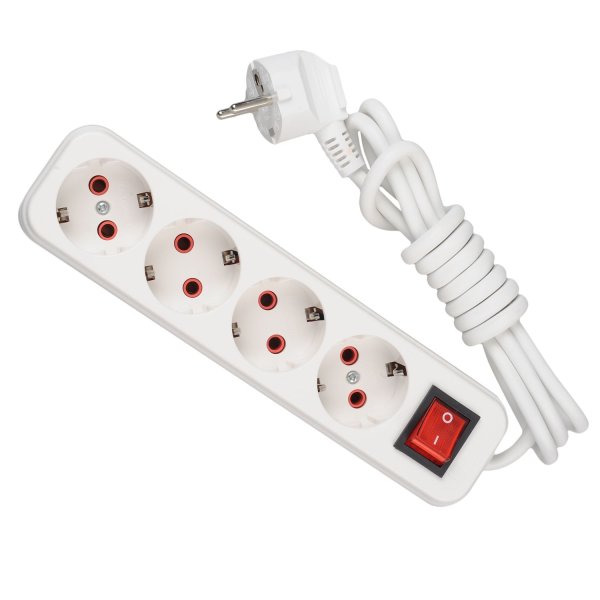 Удлинитель бытовой 4х3м с заземлением с выключателем 10а s-304