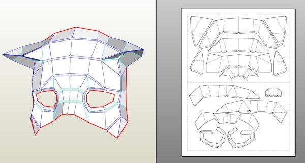 Паперкрафт 3д маска Доберман