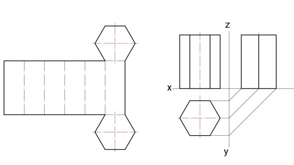 Шестиугольная Призма развертка черчение
