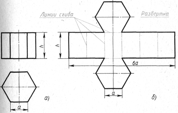 Чертеж развертки поверхностей Призмы