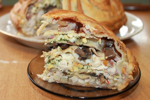 Курник с блинами курицей