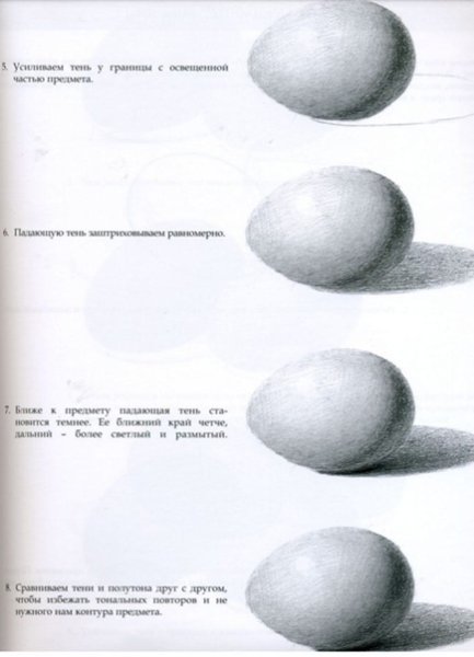 Этапы рисования яйца
