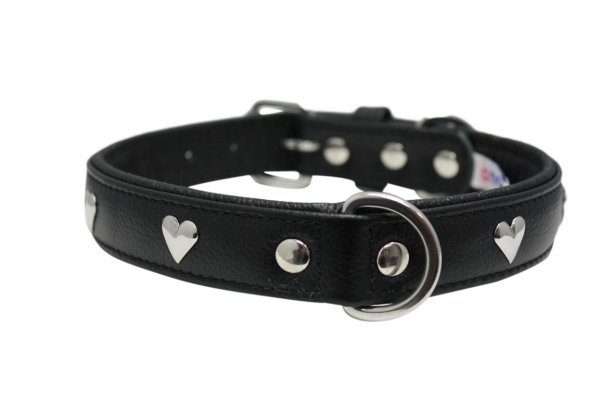 Ошейник для собак Angel "Rotterdam Hearts", черный, 34-41см..