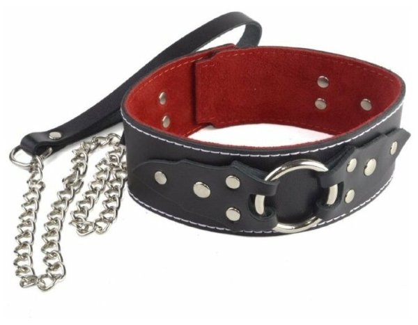 Ошейник с поводком черный p716-b