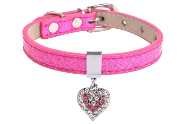 Ошейник Диамант розовый м, 1,5*30-45см