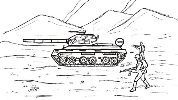 Рисунок танка и солдата