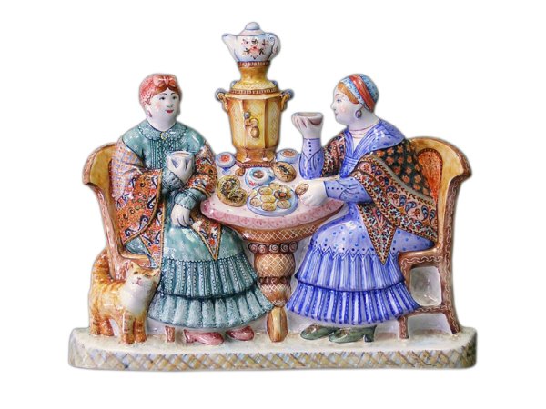 Ярославская майолика Купчиха за чаем