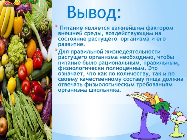 Проект на тему здоровое питание