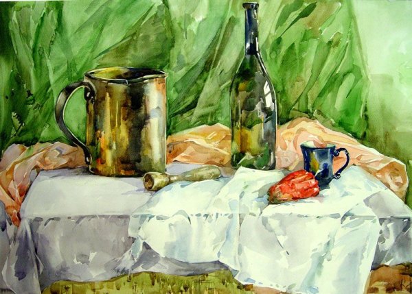 Натюрморт акварелью лессировка Академическая живопись