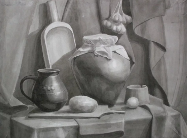 Гризайль натюрморт Академическая живопись в ДШИ