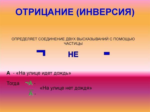 Элементы алгебры логики 8 класс Информатика таблица