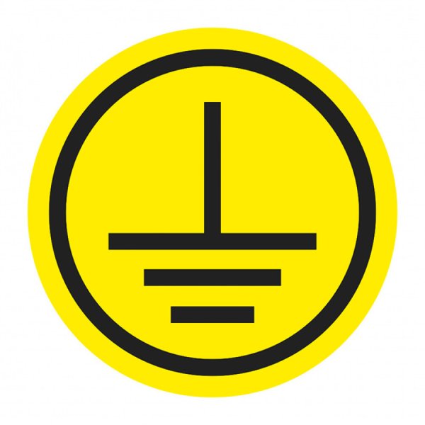 Знак безопасности заземление 30х30