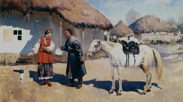 Казачий двор" художник с. Васильковский, 1890 г.