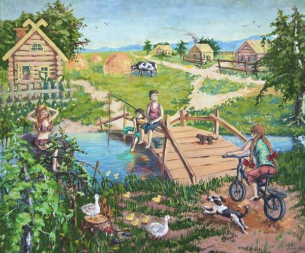 Рисунки деревни летом
