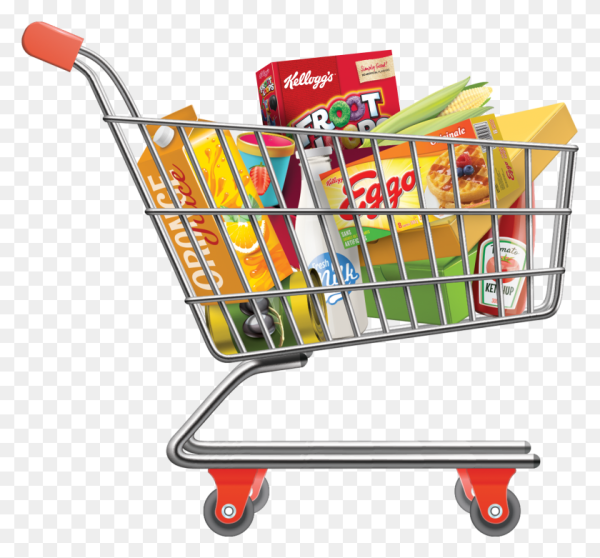 Магазинная тележка с продуктами