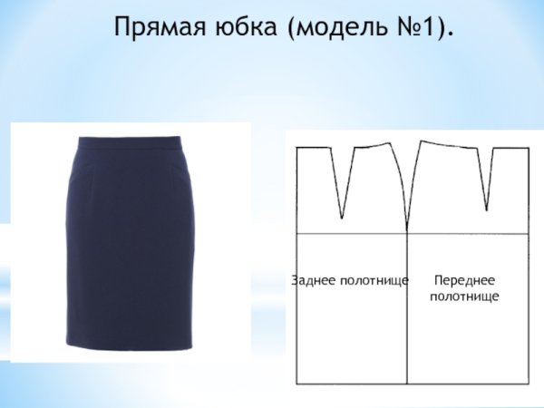 Прямая юбка сзади