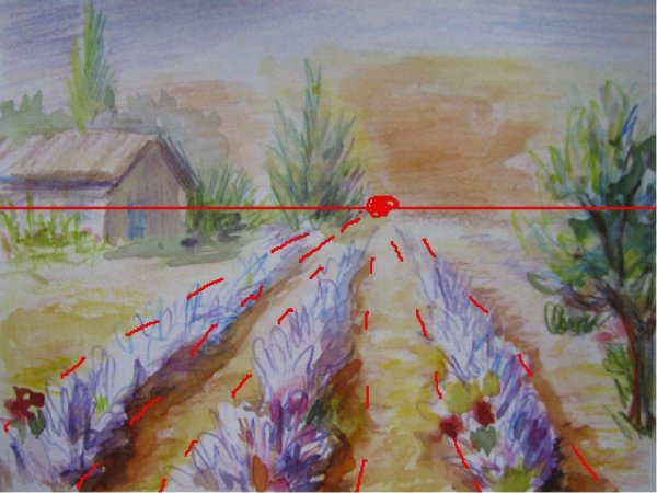 Город в перспективе акварелью