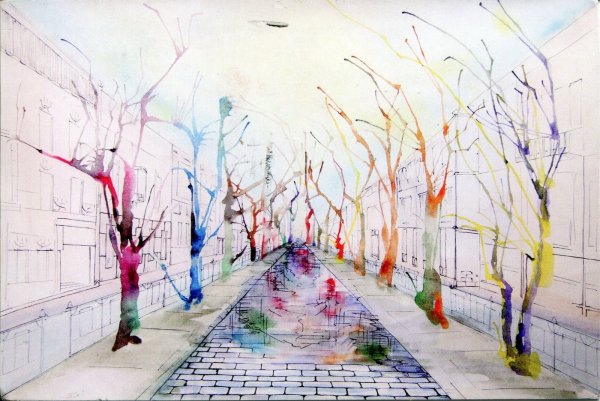 "Линейная перспектива" - пейзаж "Тоскана"