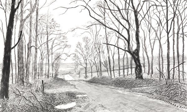 Пейзаж акварельными карандашами