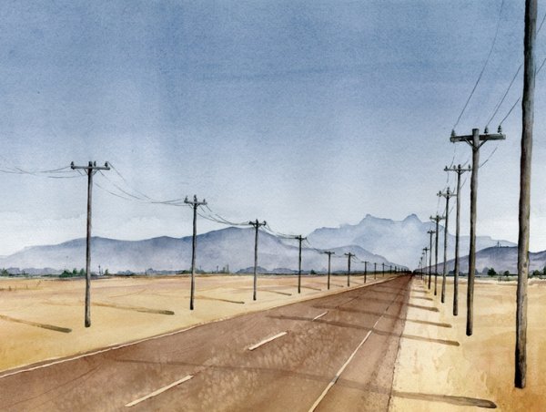 Линейная перспектива городской пейзаж