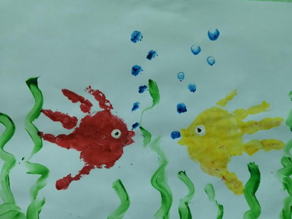 Рисование ладошками морские обитатели