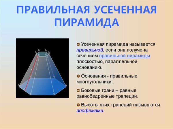 Пирамида правильная пирамида усеченная пирамида