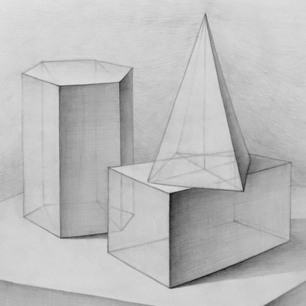 Рисование геометрических тел (Призма, пирамида, куб).
