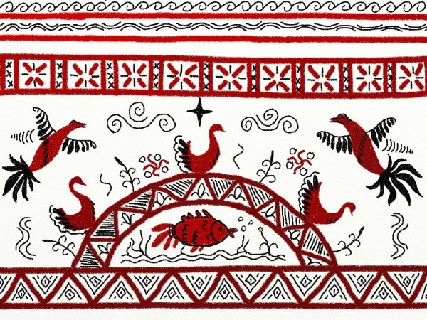 Мезенская роспись ленточный орнамент