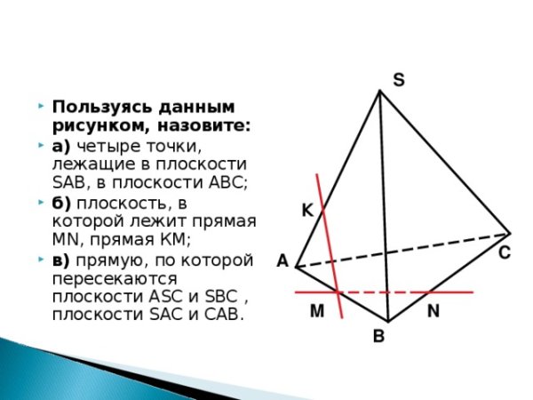 Назовите прямую по которой пересекаются плоскости