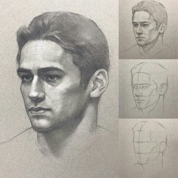 Этапы рисования головы человека