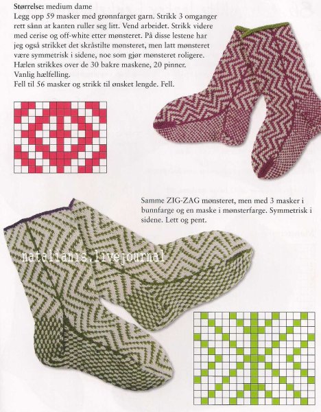 Носки с орнаментом спицами