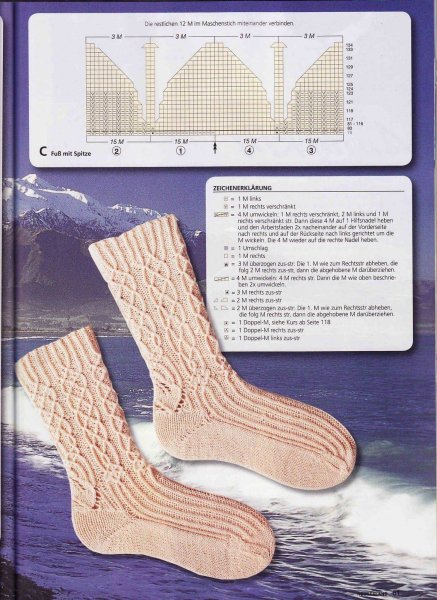 Вязание носочков с узорами