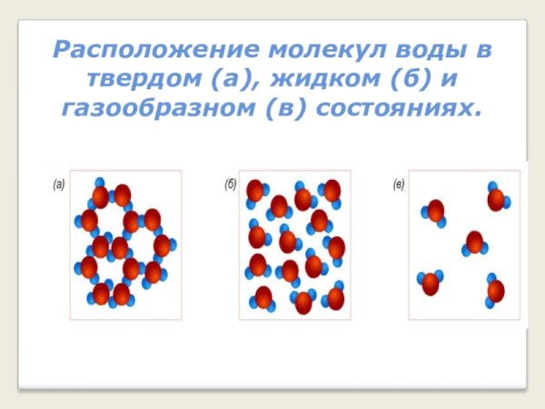 Расположение молекул воды в жидком и газообразном состоянии