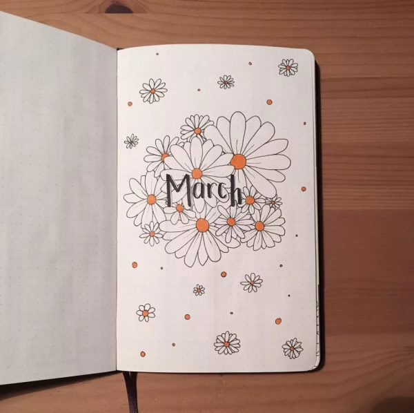 Разворот на март Bullet Journal