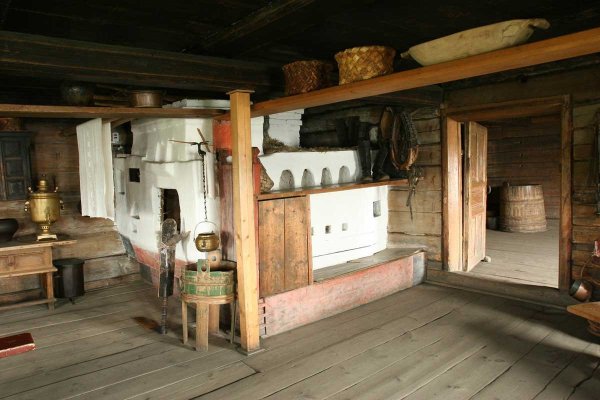 Крестьянская изба 19 века печь