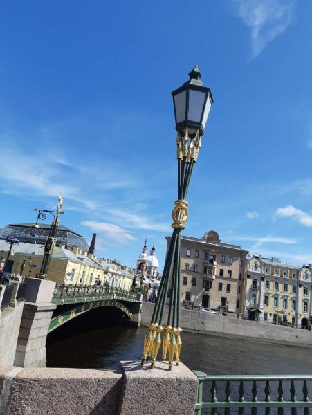 Пантелеймоновский мост ночью в Санкт-Петербурге